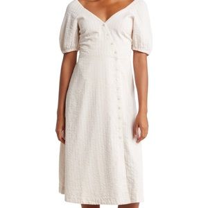 NWT Madewell Button Wrap Puff Sleeve Dress *SEE SIZE NOTE*